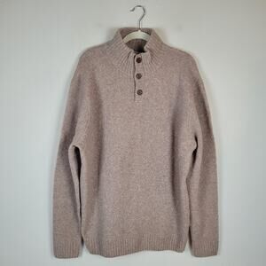 Collars & Co. Sweater 2XL Beige Camel Wool Blend Balmoral Three Button Pullover